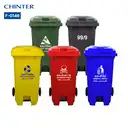 Thumbnail 2 of ถังขยะพลาสติก สีน้ำเงิน มีล้อ แบบเท้าเหยียบ ฝาเรียบ 240 ลิตร สกรีนขยะทั่วไป - CHINTER F146-S946-C02 สกรีนทั่วไป