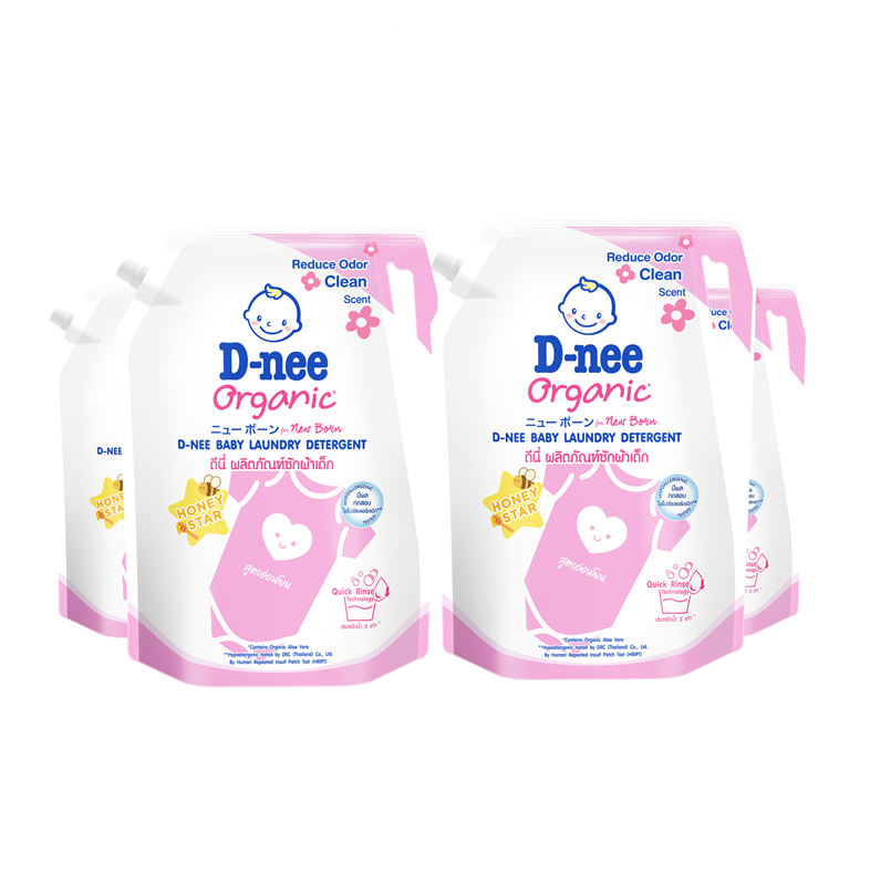 [Case] D-nee Baby Laundry Detergent Honey Star 3600ml. x4,Pink