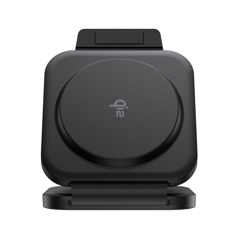 AMAZINGTHING 3-in-1 Qi2 Wireless Charger Foldable Magnetic Pad 15W Thunder Trifold Black