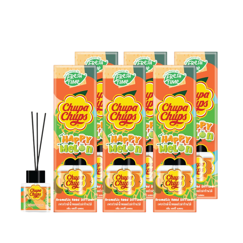 [แพ็ค6ชิ้น] FreshTime X Chupa Chups ก้านไม้หอมปรับอากาศ อโรม่า ดับกลิ่นห้องนอน กลิ่นMelon ขนาด 30 มล.