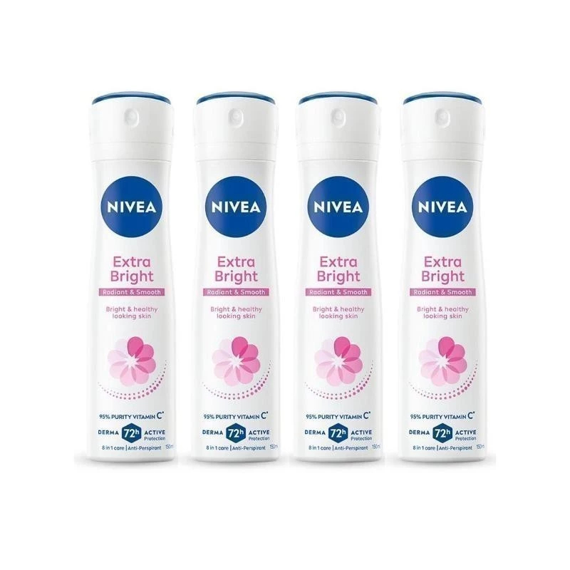 NIVEA EXTRA BRIGHT RADIANT & SMOOTH SPRAY 150 ml. x 4