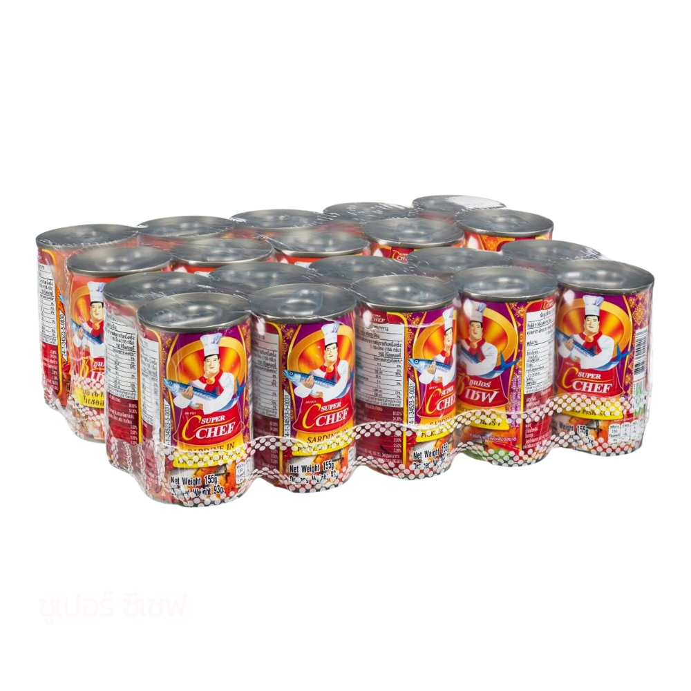 SUPER C CHEF Sardines in Fermented Fish Spicy Salad Sauce and Sardines in Spicy Sauce 155 g. x 20