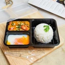 Thumbnail 2 of thefoodbox กล่องใส่อาหาร 3ช่อง กล่องพลาสติกใส กล่องใส่อาหารเวฟได้ กล่องดำ + ฝาใส [ยกลัง 250 ใบ]