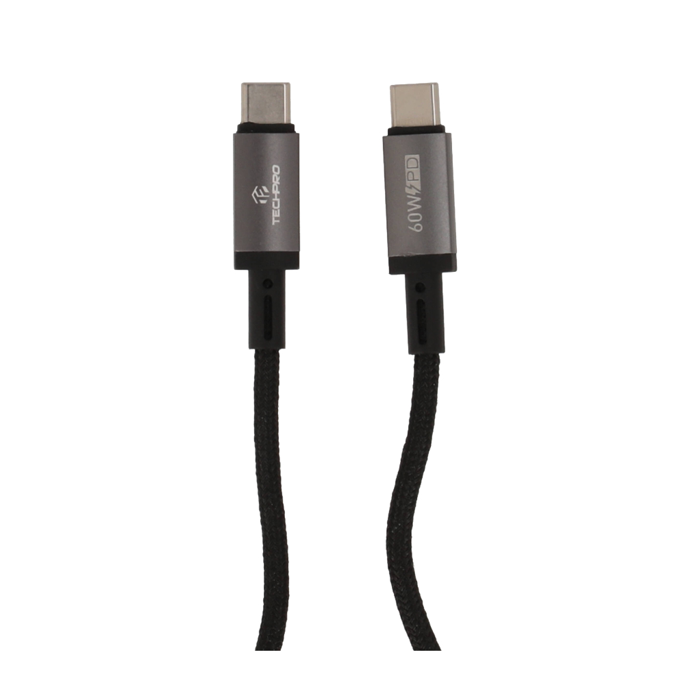 TECHPRO USB-C to USB-C Cable 60W 1M. Titanlink Black (TP-C07)
