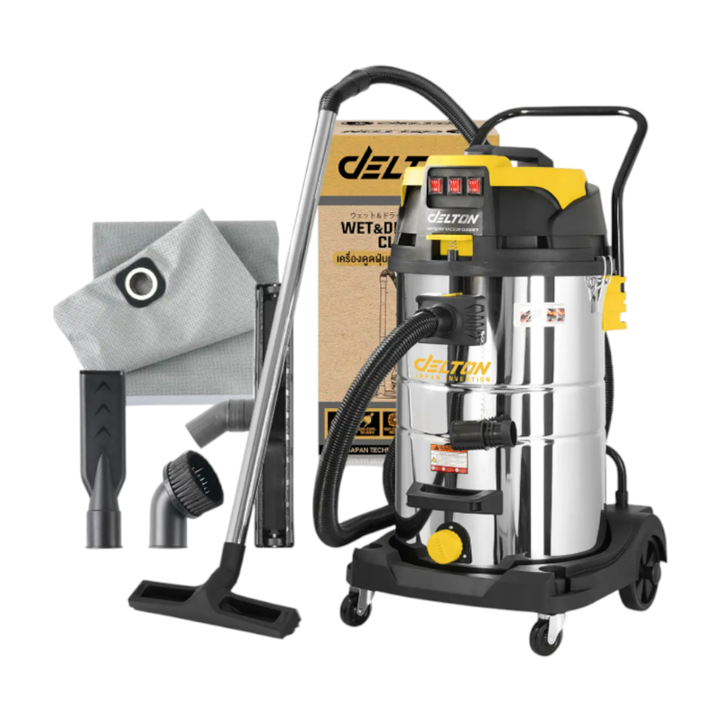 DELTON เครื่องดูดฝุ่น 80 ลิตร 3 มอเตอร์ 3,600 วัตต์ Wet & Dry Vacuum Cleaner รุ่น WDC-80L ถังสแตนเลส ดูดเปียก ดูดแห้ง