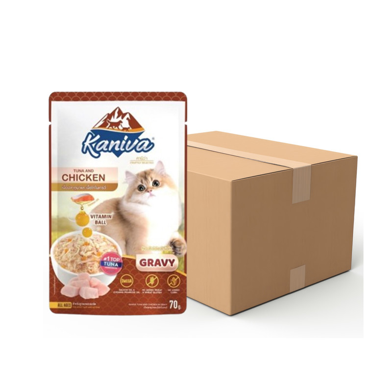 KANIVA Cat Food Tuna And Chicken In Gravy Pouch 70 g x 12