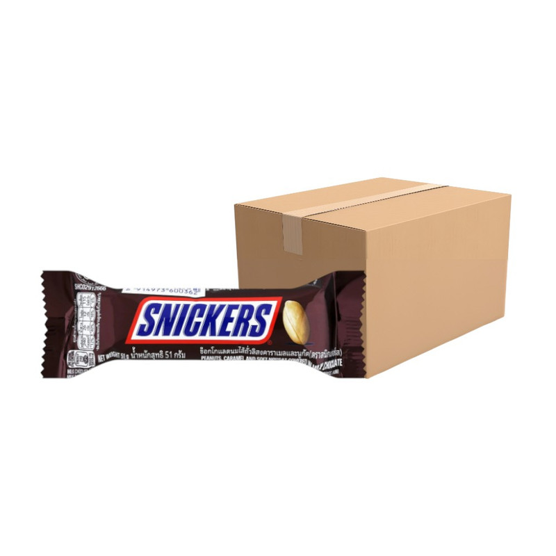 [แพ็ก 24 ชิ้น] Snickers สนิกเกอร์สรสออริจินัล 51กรัม 24 ชิ้น