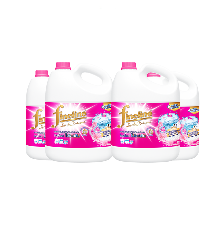 [Case]  Fineline Liquid Detergent Concentrate Pro Clean 2800ml. X4,  Pink