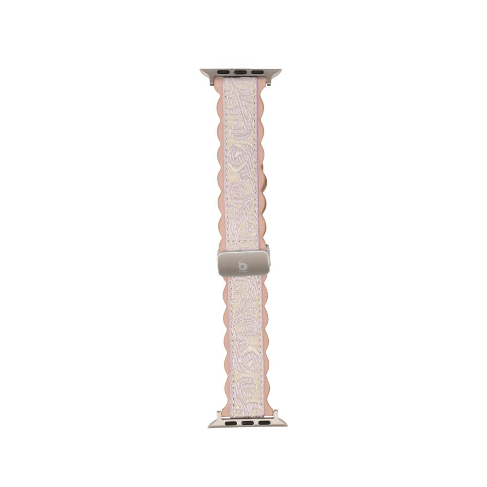 BLUE BOX สาย Apple Watch Strap Series 6,7,8,9,10,SE1,SE2,Ultra (44/45/46/49mm) Woven on PU Notch Pink
