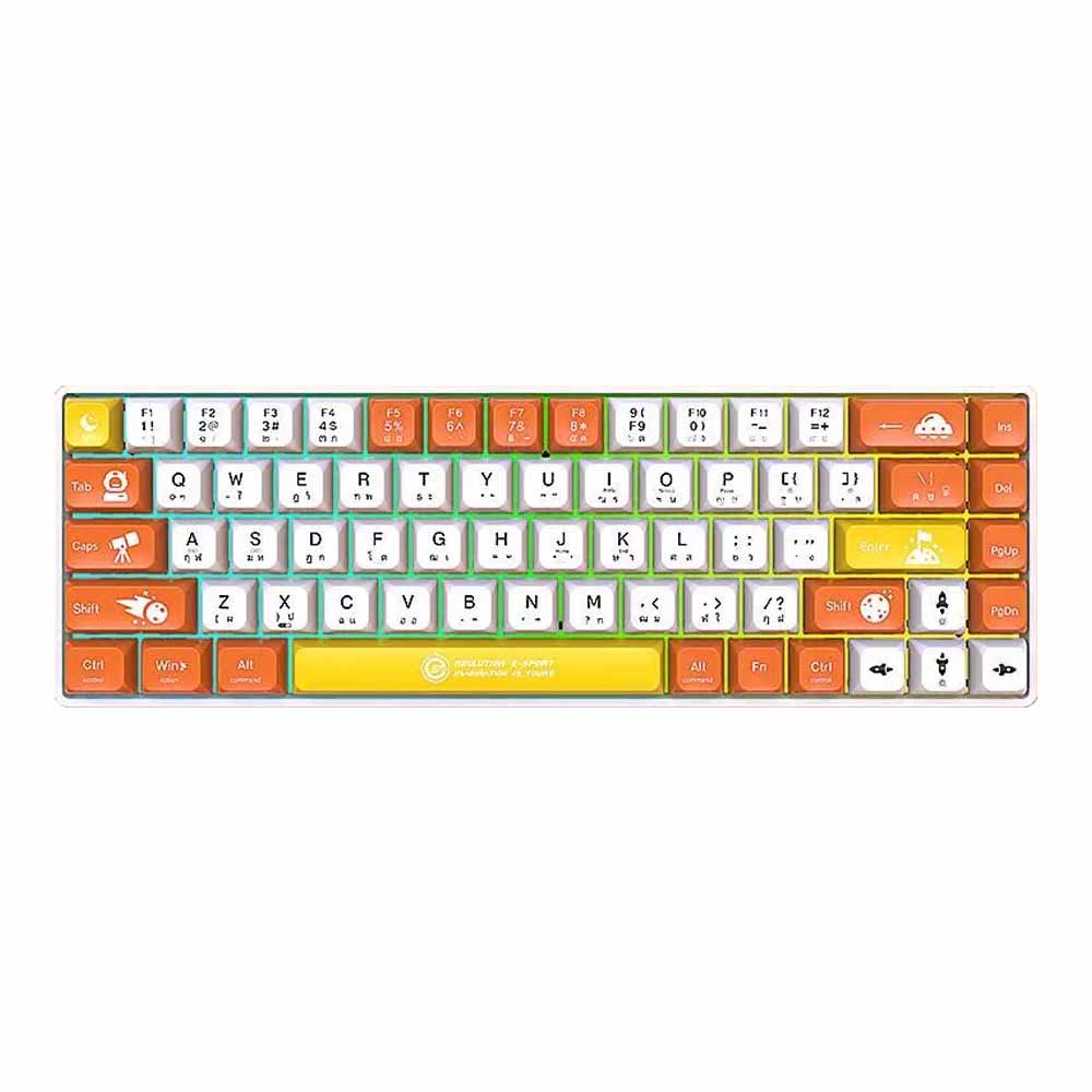 NEOLUTION WIRELESS KEYBOARD (คีย์บอร์ดไร้สาย) E-SPORT GALACTUS (ORANGE-WHITE) (BLUE SWITCH RAINBOW LED EN/TH)