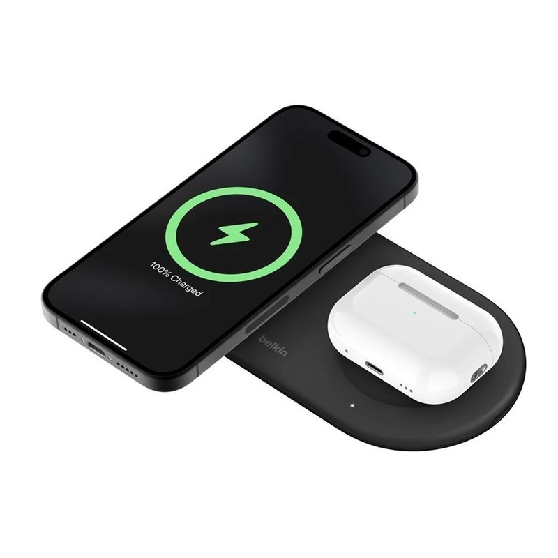 Belkin แท่นชาร์จไร้สาย แม่เหล็กแบบ ชาร์จเร็ว 2-in-1 เทคโนโลยี Qi2 กําลังไฟ 15 วัตต์ รุ่น WIZ021