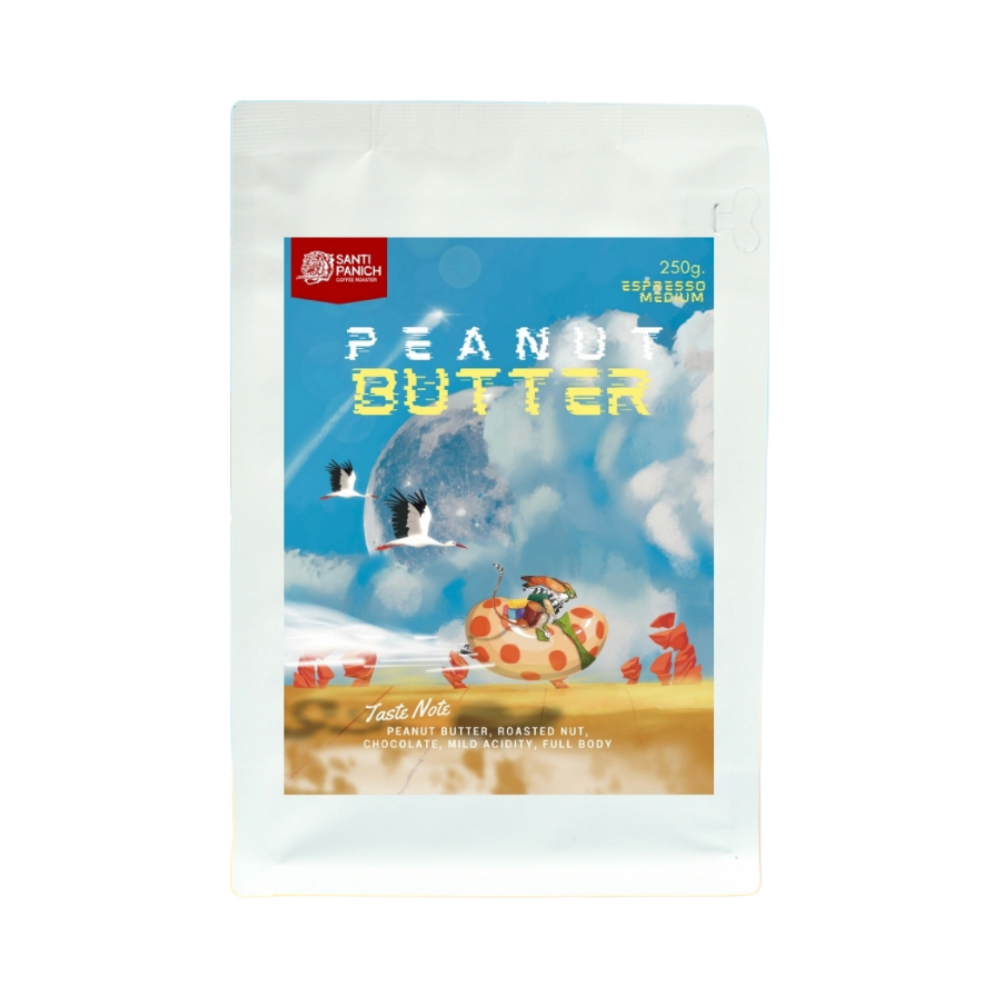SANTIPANICH เมล็ดกาแฟคั่วแท้ Peanut Butter (คั่วกลาง) ไม่บด 250 กรัม