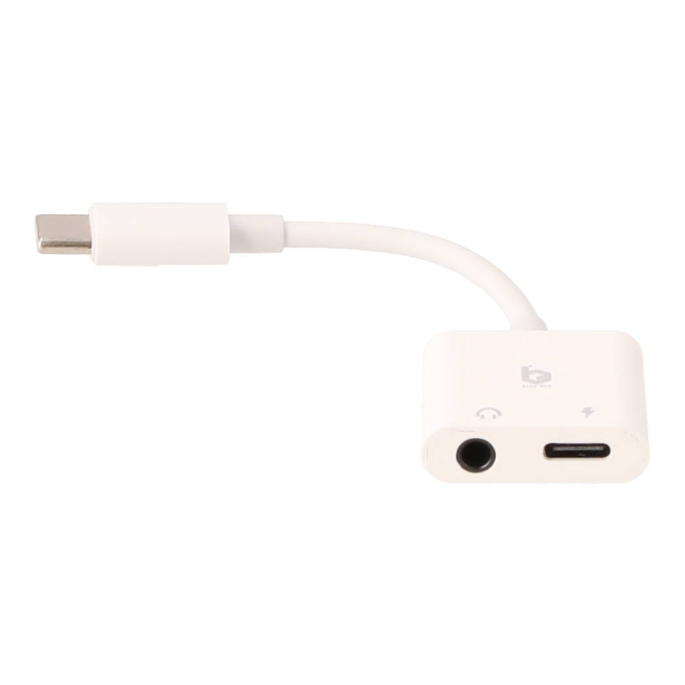 BLUE BOX USB-C to 3.5mm Audio + USB-C Charge White