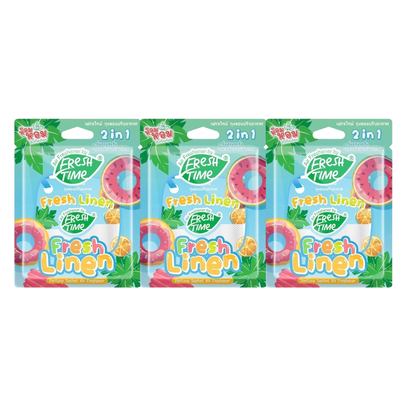 [แพ็ค3ชิ้น] FreshTime X LINE FRIENDS ถุงหอมปรับอากาศ ถุงหอมดับกลิ่น กลิ่นFresh Linen ขนาด 9 กรัม