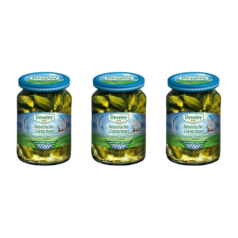 Develey (ดิวีเลย์) Bavarian Cornichons (แตงกวาดองเล็ก) ขนาด 330 กรัม แพ็ค 3 ขวด