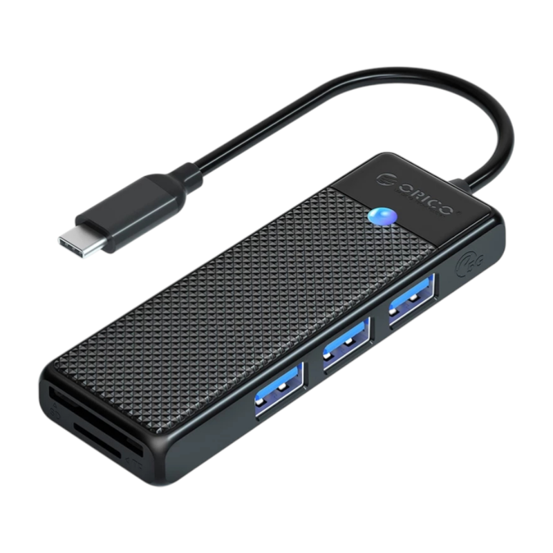 ORICO PAPW3AT-C3 USB-C hub with 3x USB-A, SD and Micro SD โอริโก้ ฮับ USB-C พอร์ต USB-A 3 ช่อง, ช่อง SD และช่อง Micro SD สีดํา / BK