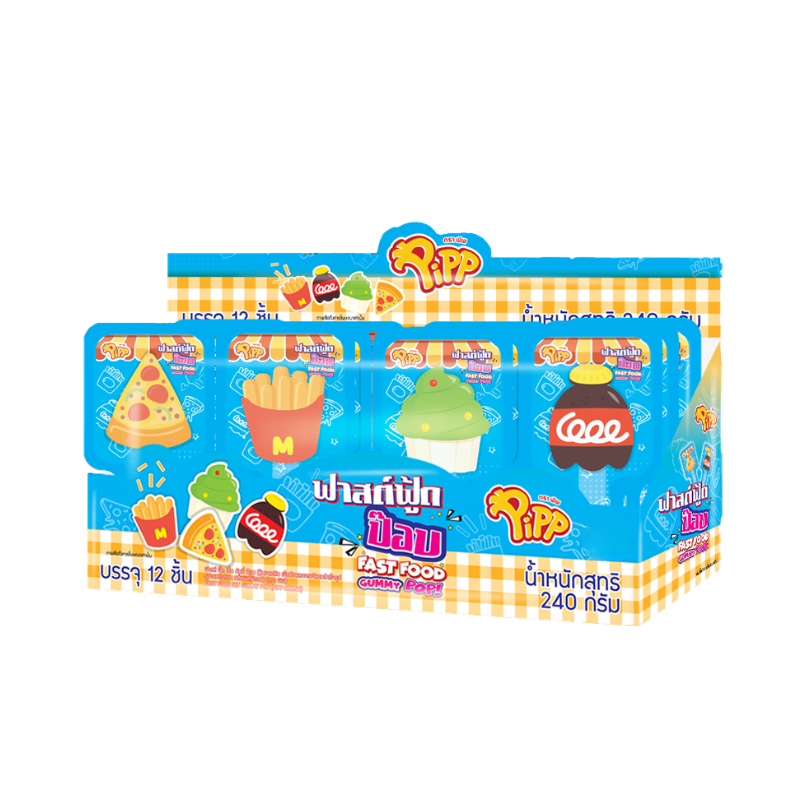 FAST FOOD SET GUMMY POP (PIPP BRAND) 20g x 12 pcs