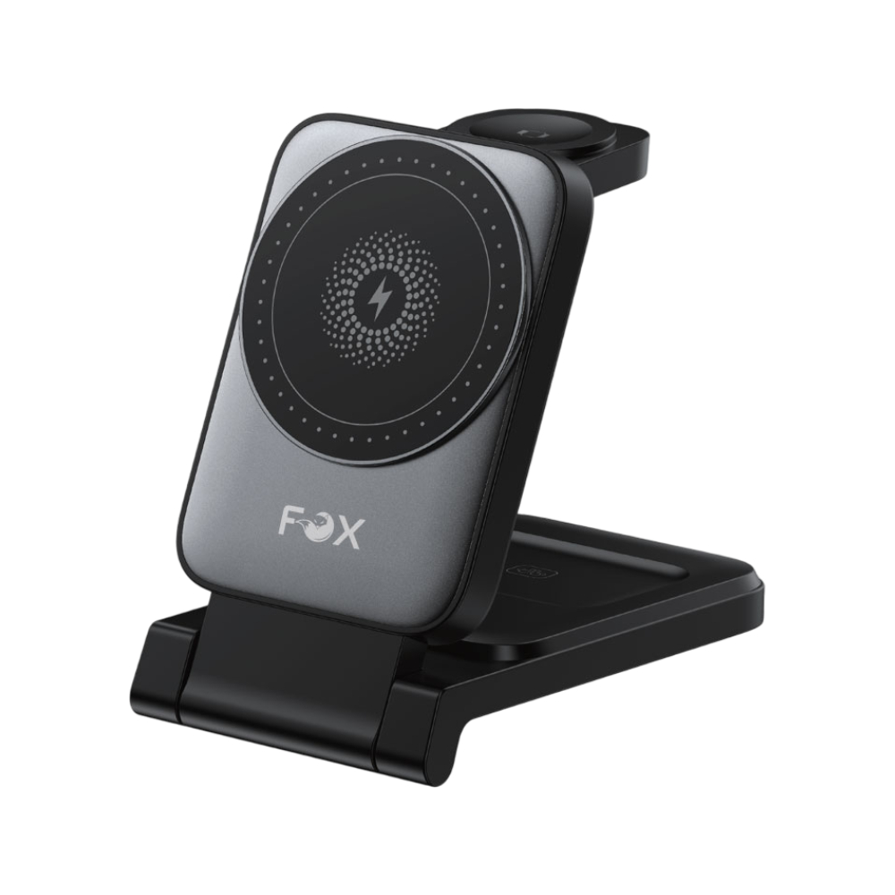 FOX Wireless Charging Station Stand 3-in-1 15W Model FOX-WLC001 Black