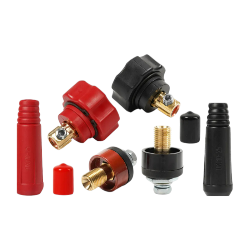 DELTON ข้อต่อสายเชื่อม ต่อตู้เชื่อม Inverter ทองเหลืองแท้ 100% รุ่น DKJ10-25 ใช้กับตู้เชื่อมได้ทุกรุ่น ครบชุด 8ชิ้น ดํา+แดง