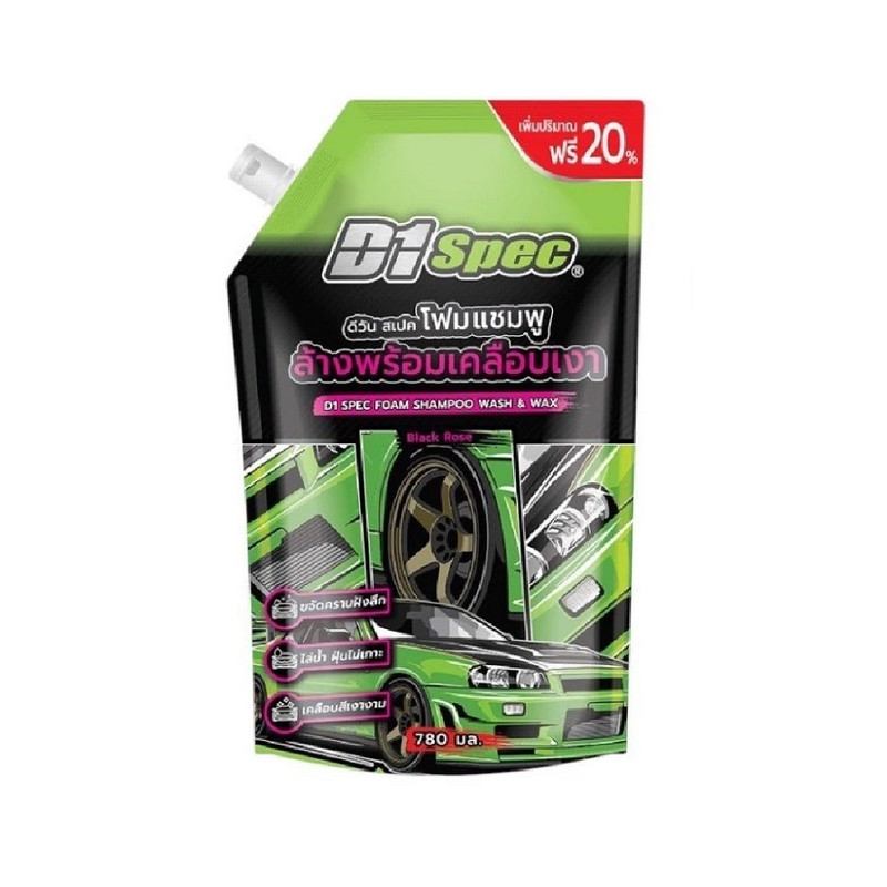 D1Spec โฟมแชมพูล้างรถ พร้อมเคลือบเงา กลิ่น Black Rose ขนาด 780ml.