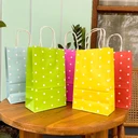 Thumbnail 3 of Matapat ถุง5สี (เขียว) ถุงสวยสีสด ถุงหูเกลียวลายจุด ถุงแฟนซี ถุงจัดเบรค ถุงใส่แก้วเยติ ถุงกระดาษใส่ขนม (20ใบ/แพ็ค)