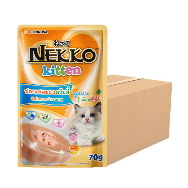 Nekko Kitten อาหารแมวเด็ก ปลาแซลมอนครีมมี่ 70g x 12 ซอง
