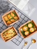 Thumbnail 5 of ลิงกล่องแก้ว กล่องกระดาษเหลี่ยมพร้อมฝา 1 ช่อง กล่องใส่อาหารกระดาษ DG1600 ขนาด 1600 มล. [ยกลัง 200 ชุด]