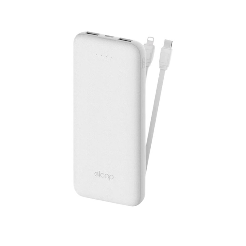 Eloop Eloop E33 Line แบตสํารอง 10000mAh มีสายชาร์จในตัว Powerbank 12W พาวเวอร์แบงค์ White
