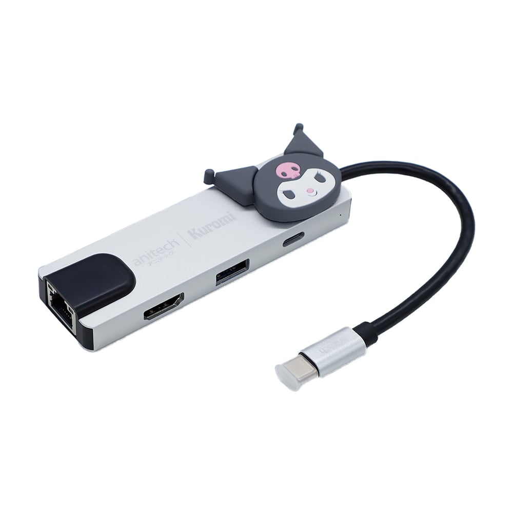 ANITECH x Sanrio Port Hub 5-in-1 USB Type-C HDMI, LAN, USB And PD Port KU-RA401 Grey