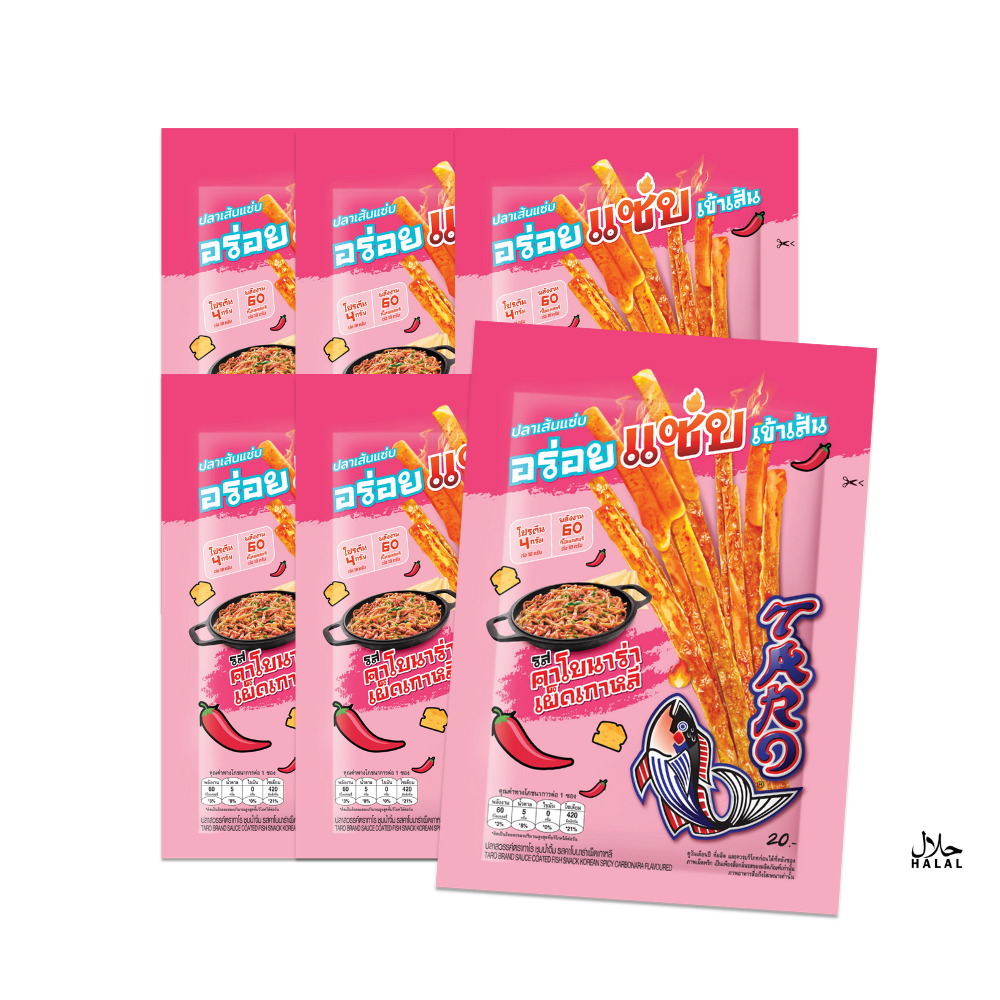 TARO BRAND SAUCE COATED  KOREAN SPICY CARBNARA FLAVOURED 18G. x 6