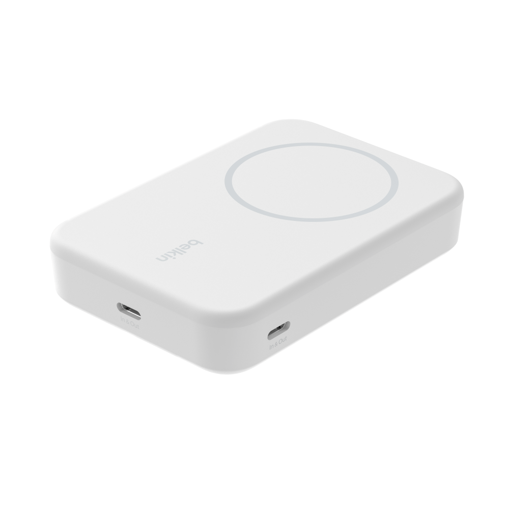 Belkin BPD008 แบตสํารอง 10000 mAh ชาร์จไร้สาย Qi2 ชาร์จเร็ว 15W (White)