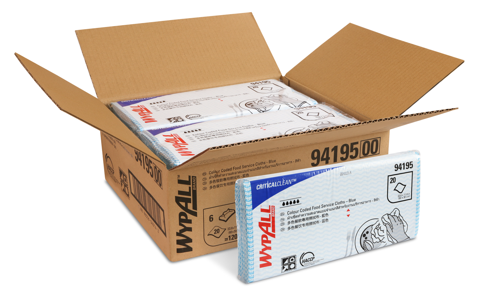 WYPALL Critical Clean Food Service Cloth 30 x 60 cm Blue 20 Sheets x 6