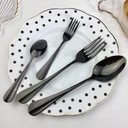 Thumbnail 2 of Twin Fish ชุดช้อนส้อมสแตนเลสสีดำ BLACK ช้อน ส้อม ช้่อนชา และส้อมชา 4ชิ้น / ชุด Twin Fish #87สีดำ