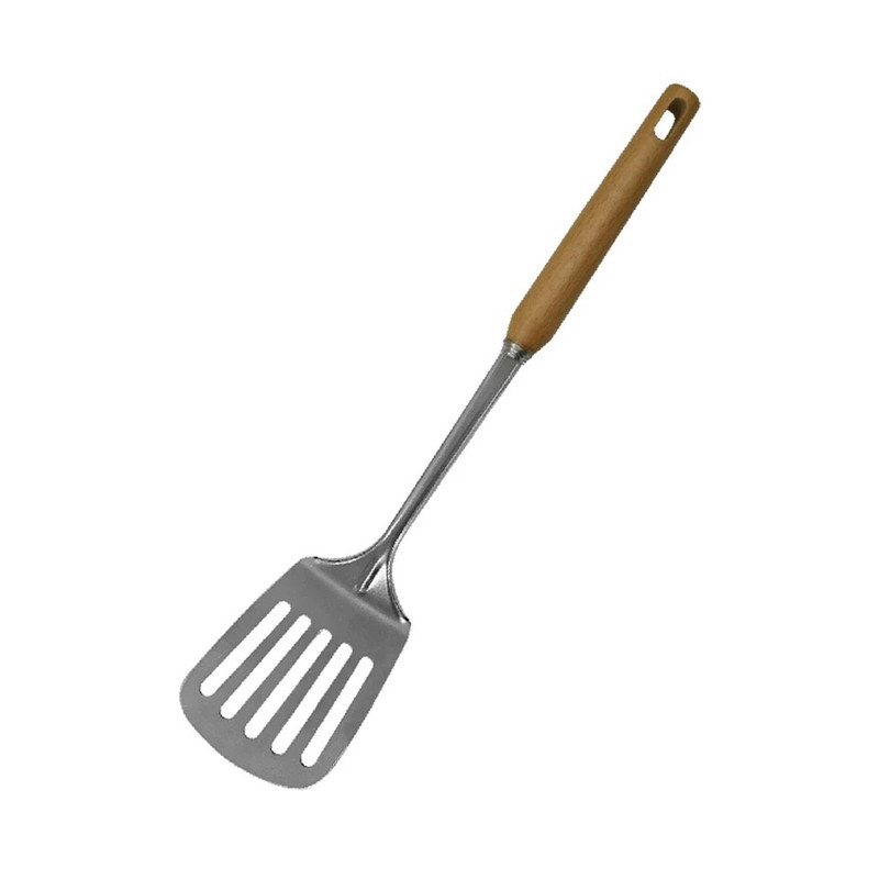ตะหลิวสแตนเลสมีร่องด้ามไม้บีช S/S Slotted Turner with wooden handle