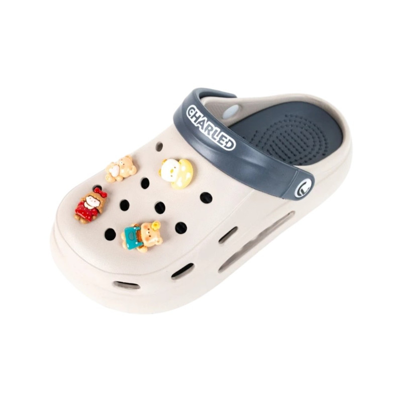 Charled รองเท้าแบบสวมหัวโต สําหรับผู้หญิง รุ่น RA6608 สีเทาเข้ม,37-38