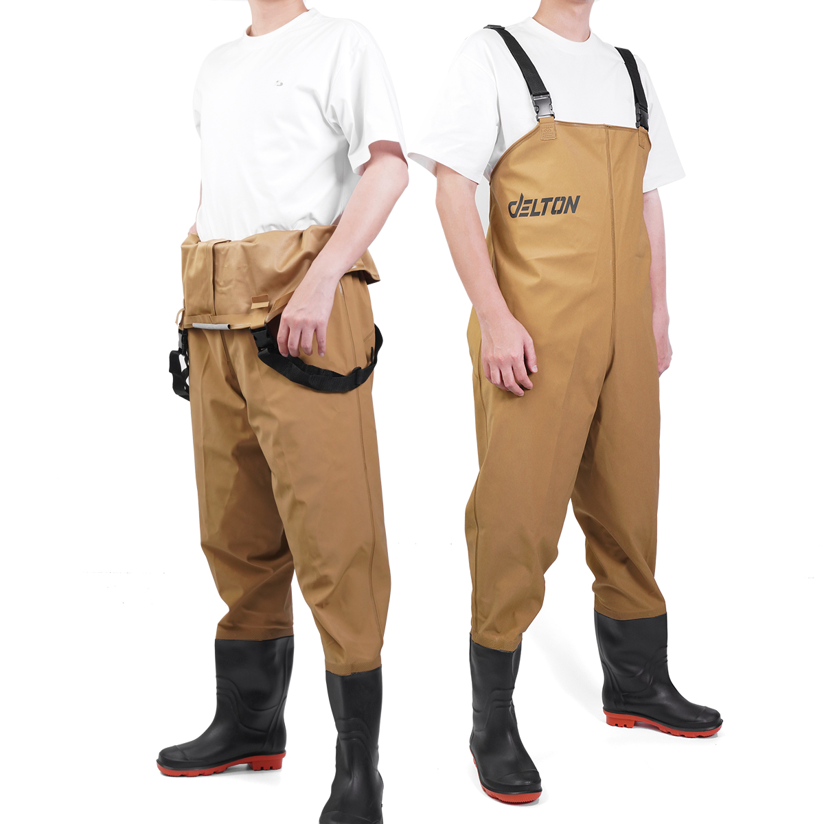 DELTON ชุดเอี๊ยมกันน้ํา PVC พร้อมรองเท้าบู๊ท ชุดยาง ทําสวน สวมใส่สบาย มีหลายขนาดตาม size รองเท้าเบอร์ 40