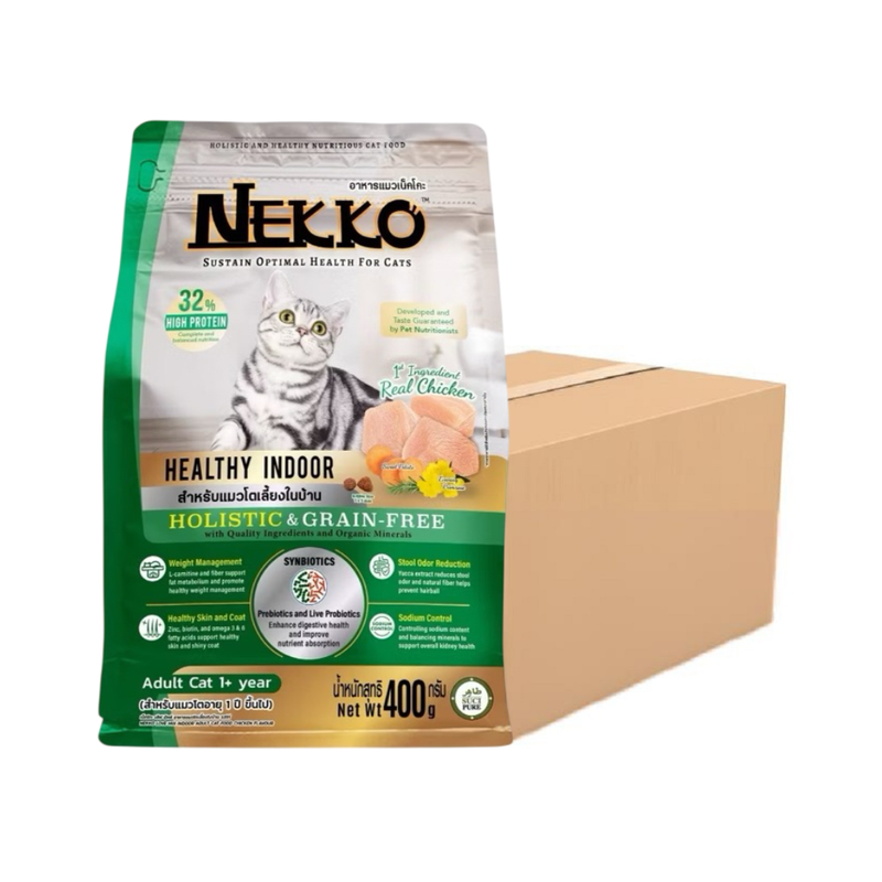[6 ถุง] NEKKO Holistic & Grain-Free สูตรแมวโตเลี้ยงในบ้าน 400 กรัม