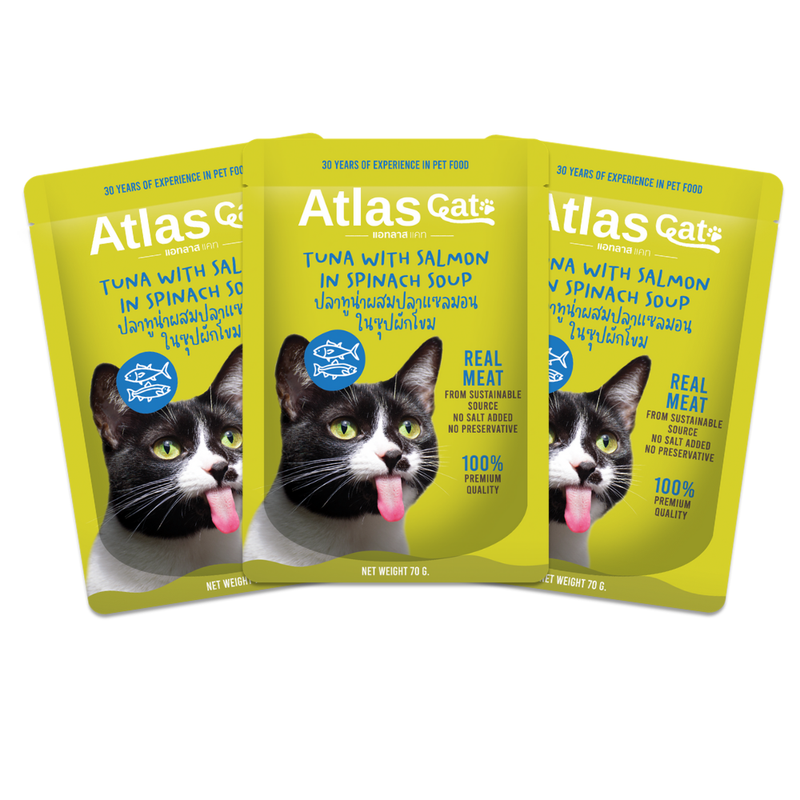 ATLAS CAT TUNA WITH SALMON IN SPINACH SOUP (70G.) x3
