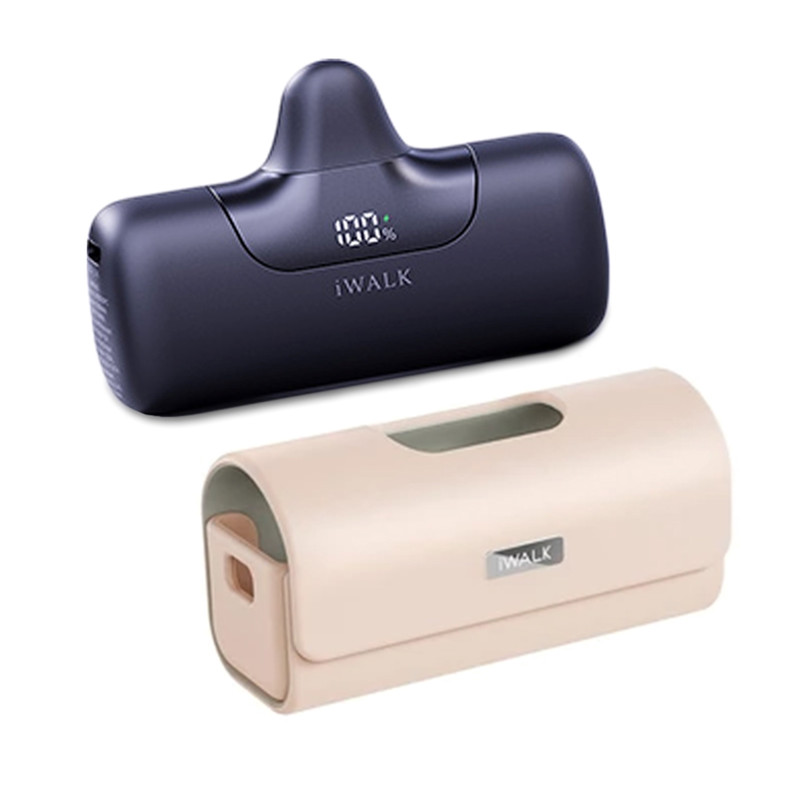iWALK LinkPod5+LinkPod Bag แบตสํารองพกพาแบบหัวชาร์จไร้สายพร้อมกระเป๋าเคสหนัง ใส่ได้อย่างลงตัว Black+PinkBag