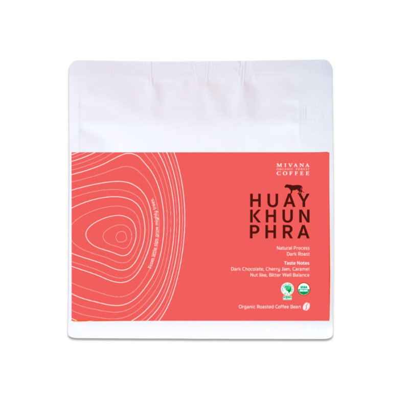 MIVANA COFFEE - HUAY KHUN PHRA (DARK ROAST) ORGANIC ARABICA ROASTED COFFEE BEANS 100g.