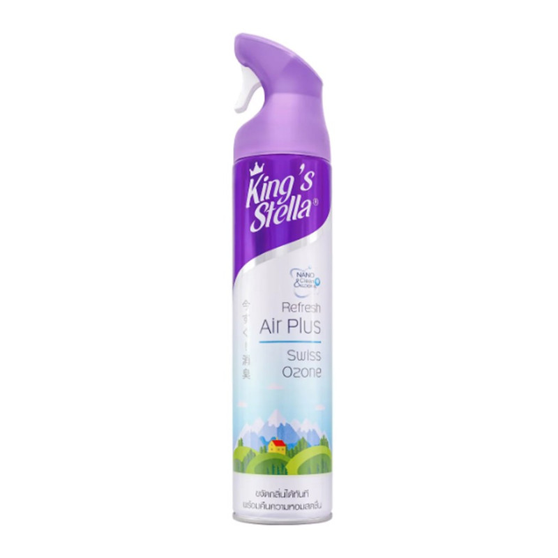 King's Stella (คิงส์สเตลล่า) Refresh Air Plus น้ําหอมปรับอากาศ ขจัดกลิ่นอับ กลิ่นเหม็น ห้องน้ํา ห้องครัว 300ml Swiss Ozone