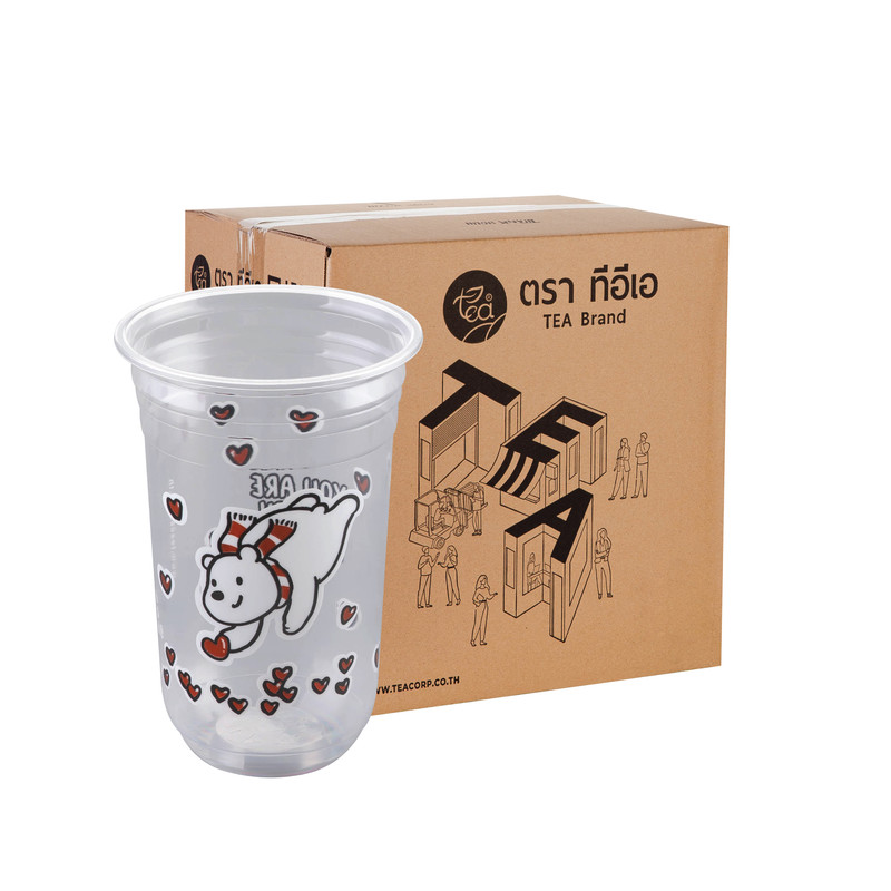 [BEAR22U CARTON] Plastic Bubble Tea Cup 22 oz 95 mm Capsule Shape (50 pcs/pack) x 20 Packs