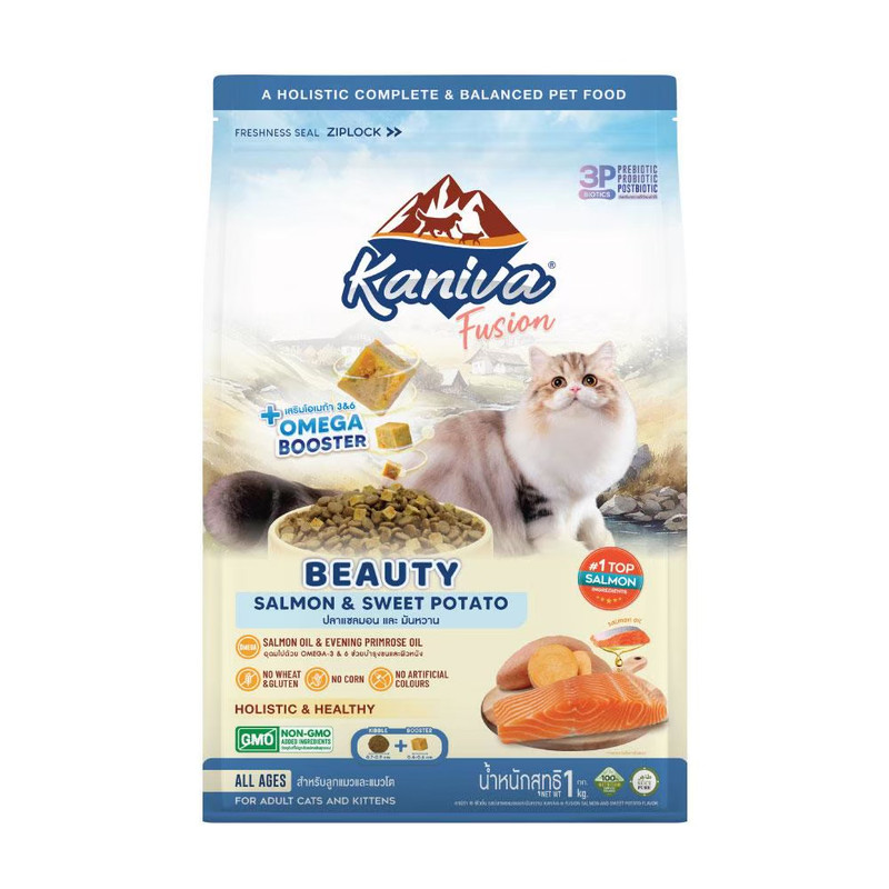 Kaniva Fusion Salmon and Sweet Potato Flavor For Cats Over 4 Months. (Beauty / Omega Booster)  1 kg.