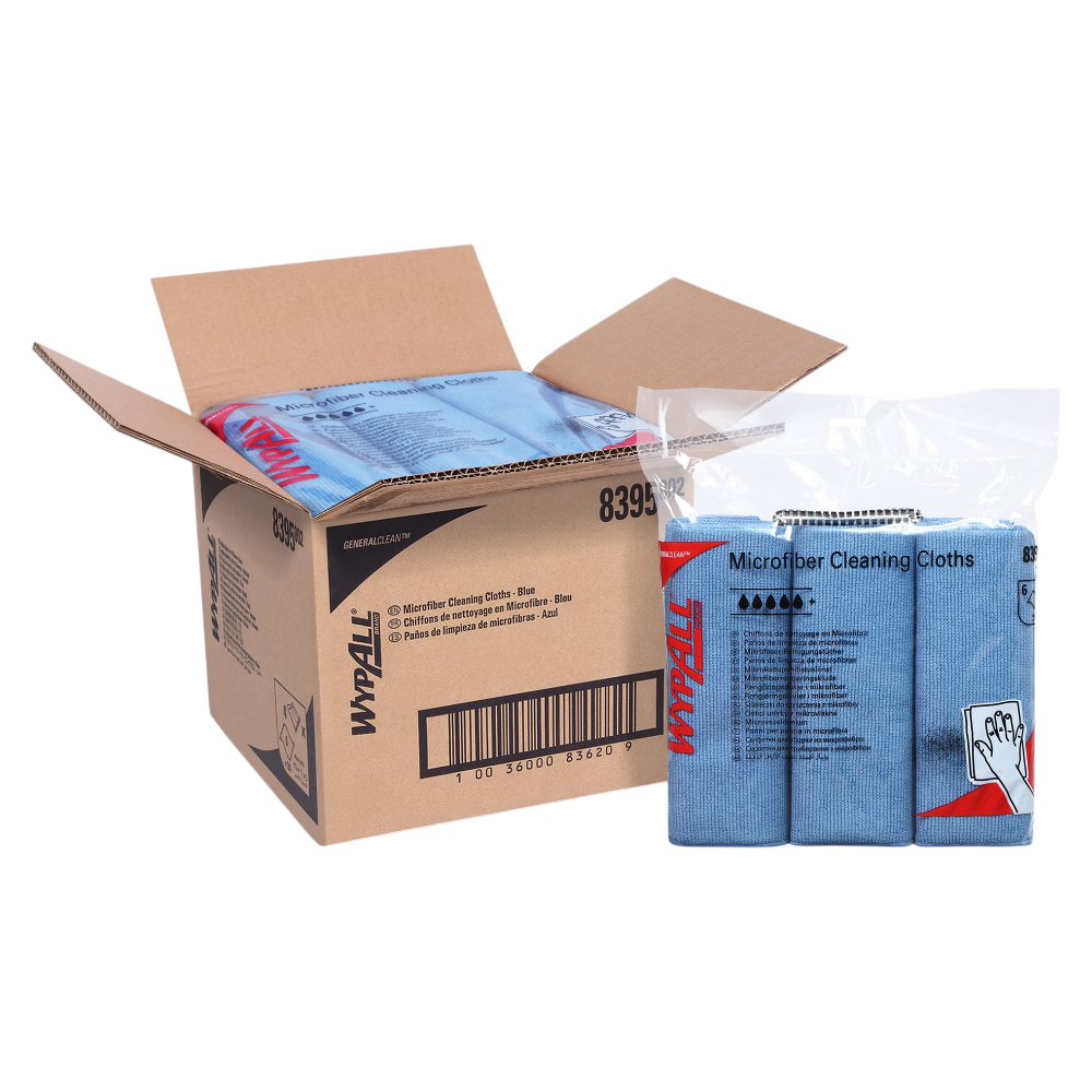 WYPALL Microfiber Cloths - Code 8395 - Polyamide Yarn - Reusable Wiper - 40 x 40 CM. - Blue - 4 x 6 Pieces