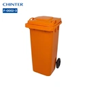 Thumbnail 2 of ถังขยะพลาสติก สีส้ม มีล้อ ฝาเรียบ 120 ลิตร - CHINTER F002-3-S946-C19L
