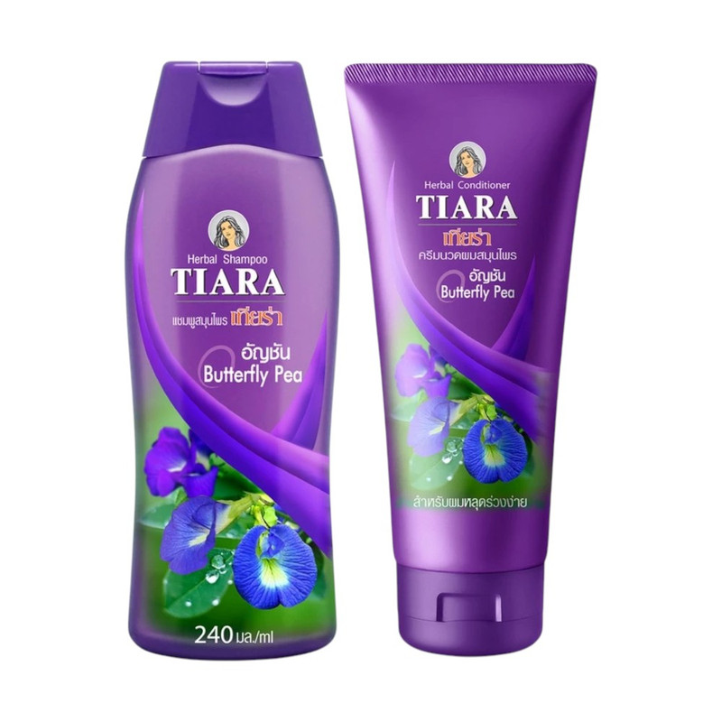 Tiara แชมพูสมุนไพรเทียร่า อัญชัน 240 มล.+ครีมนวดผมสมุนไพรเทียร่า อัญชัน 160 มล.