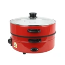 Thumbnail 2 of อิมาร์เฟล็กซ์ กระทะไฟฟ้าอลูมิเนียม ฝาแก้ว แบบเคลือบ ซึ้ง 1 ชั้น รุ่น IP-137 ความจุ 3 ล. สีแดง