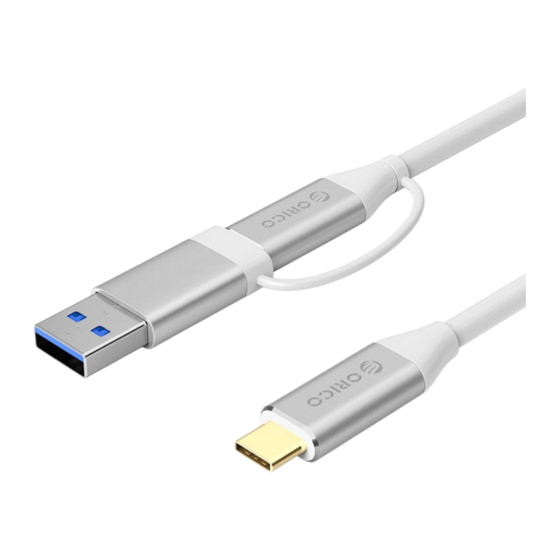 ORICO CCUZ10 Type-C to C & A Dual-Connector Data Cable สายชาร์จ Type-C 2IN1 ชาร์จและซิงค์ข้อมูล สีเงิน / SV 1M