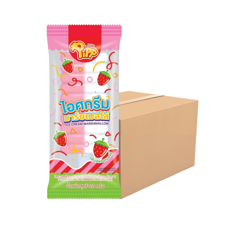 ICE CREAM MARSHMALLOW STRAWBERRY FLAVOR (PIPP BRAND) 20g x 12 pcs x 24 pack