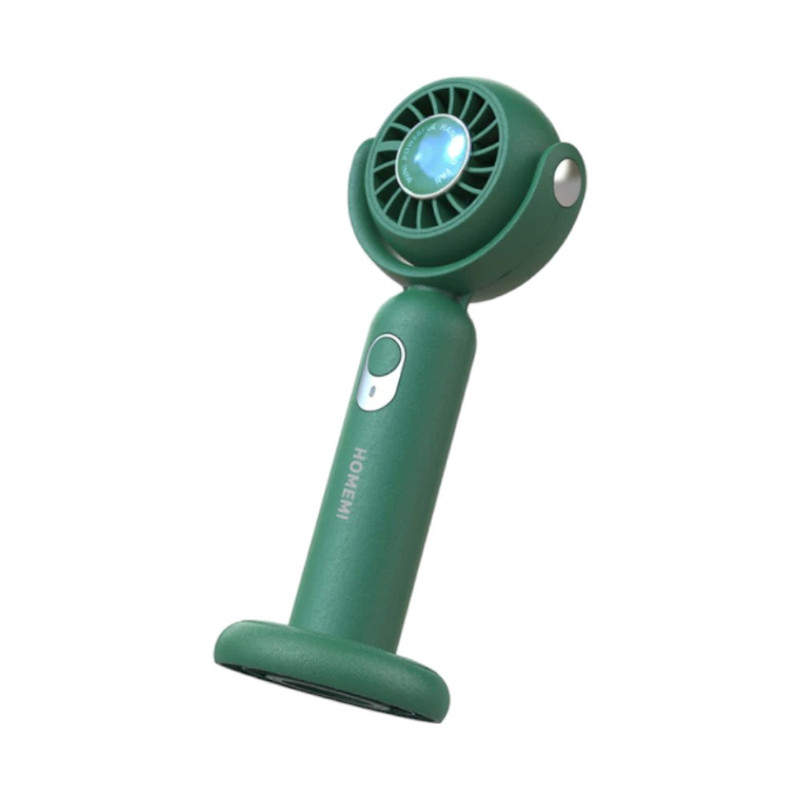 Homemi พัดลมมือถือ พัดลมพกพา Portable Hand Fan ห้อยคอ วางตั้งได้ แรงลม 3 ระดับ สีเขียว (045-P-GN)